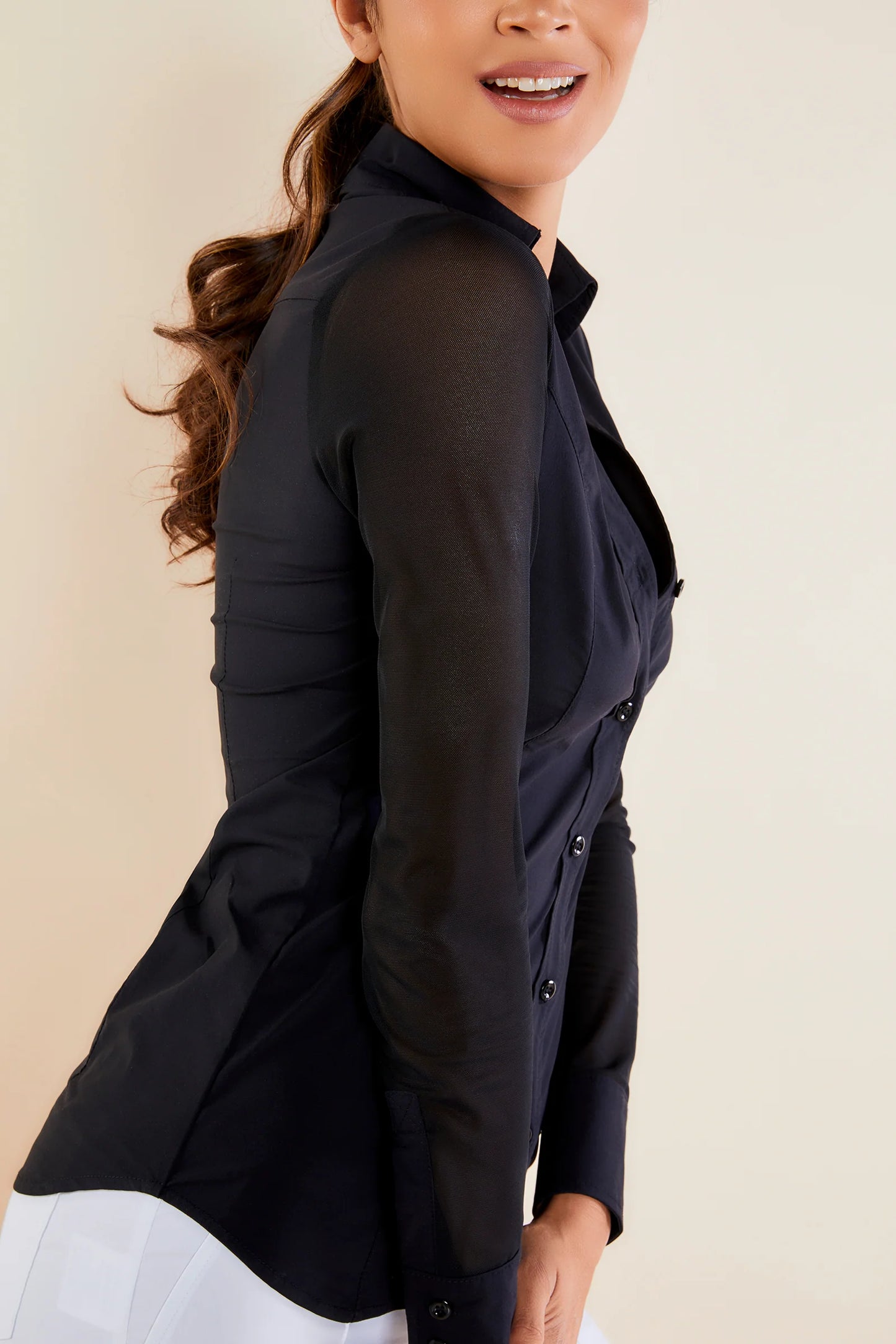 Beth Button-Front Shirt Black