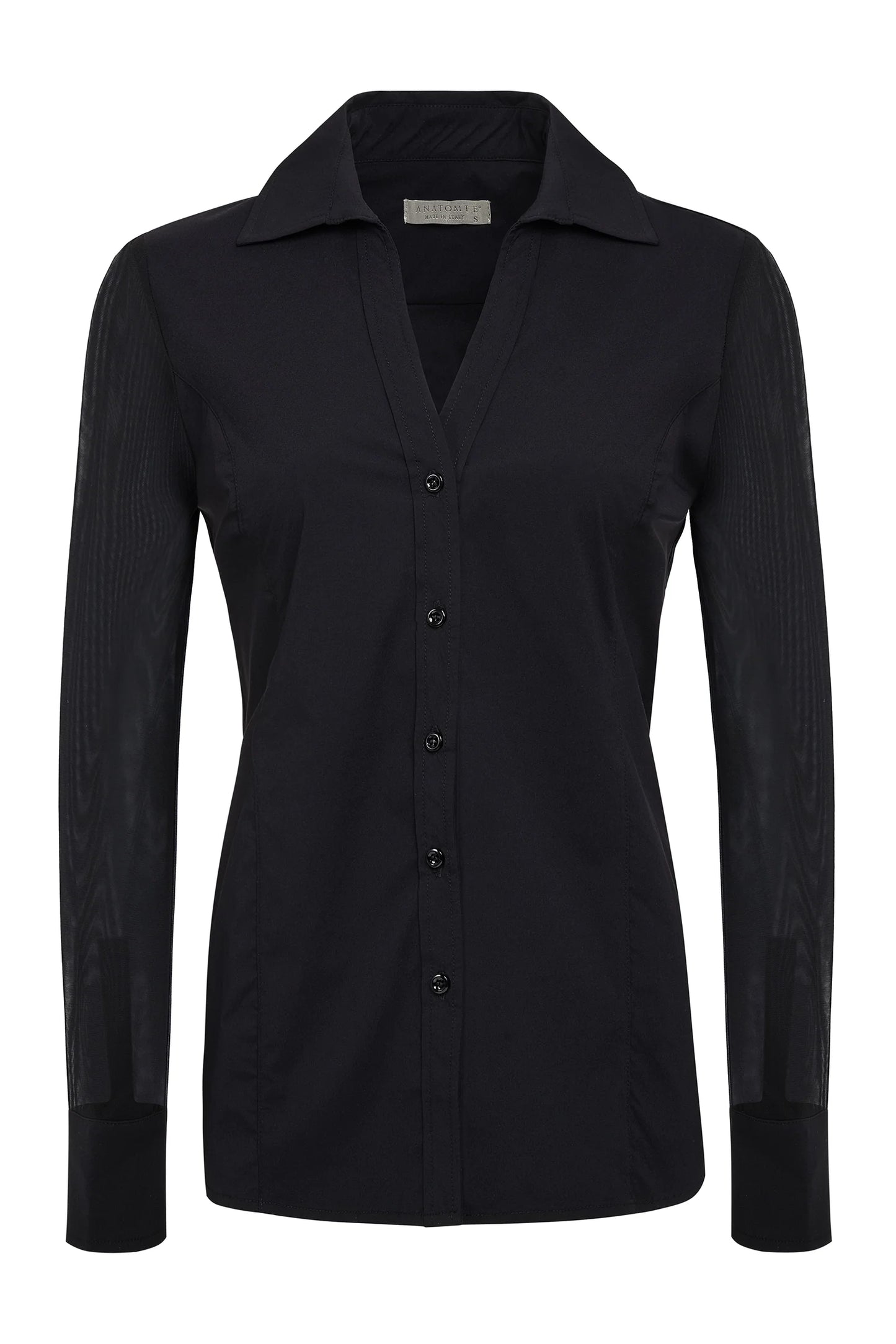 Beth Button-Front Shirt Black