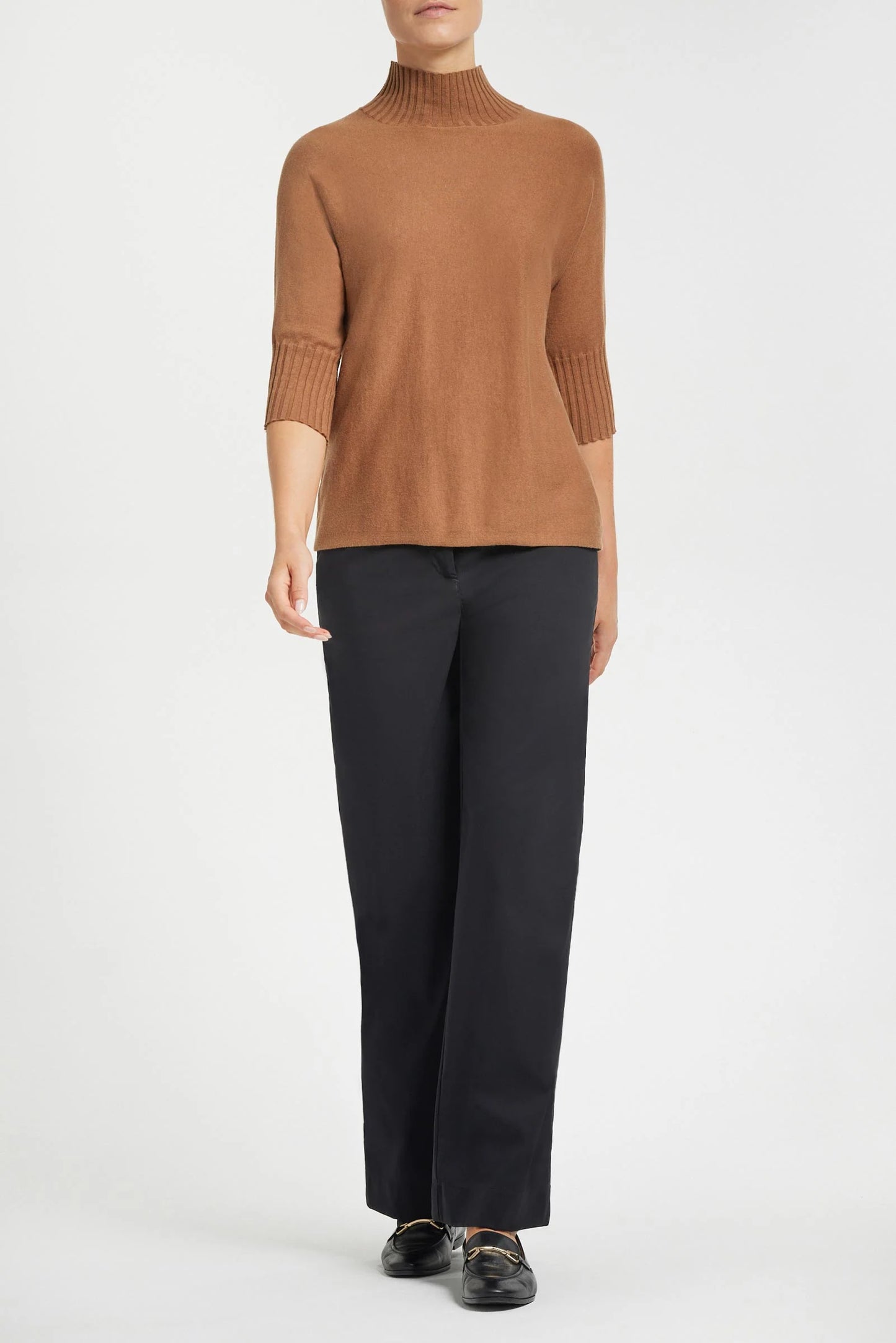 Ash Ribbed Mock Neck Sweater