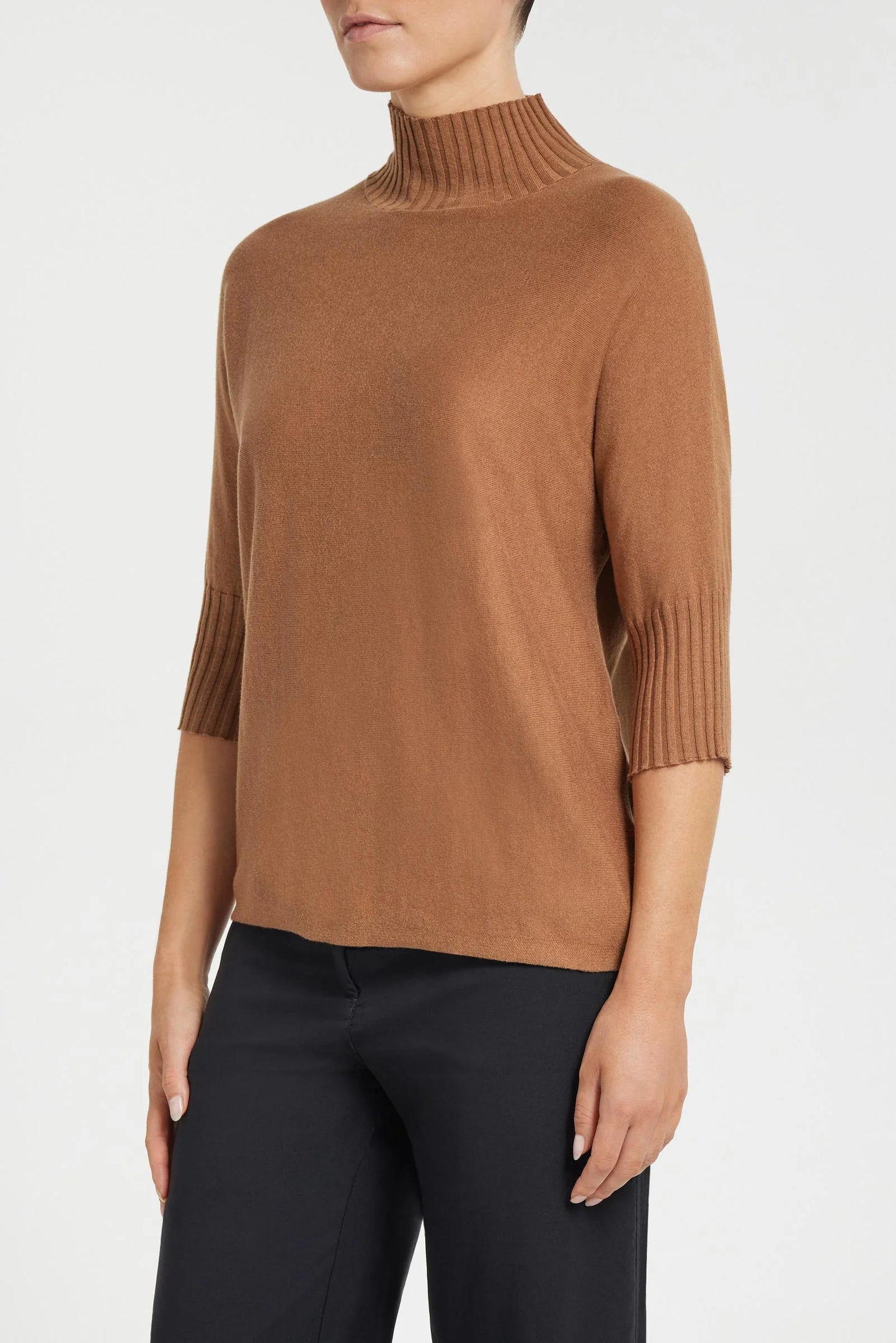 Ash Ribbed Mock Neck Sweater