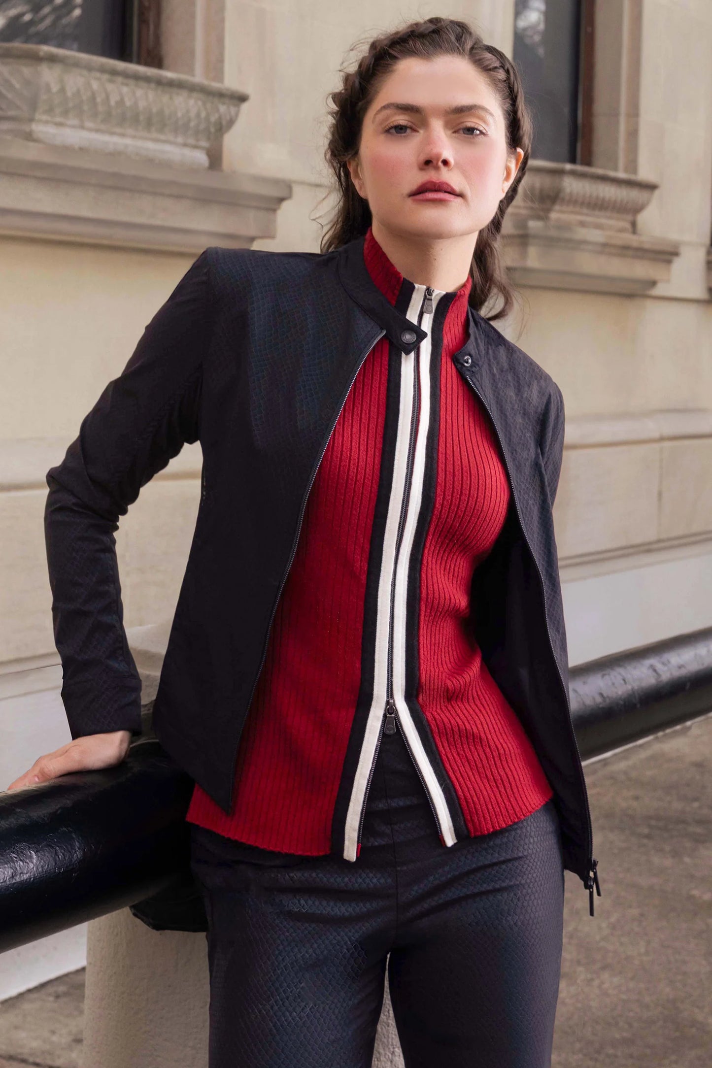 Charlize Sweater Top in Crimson