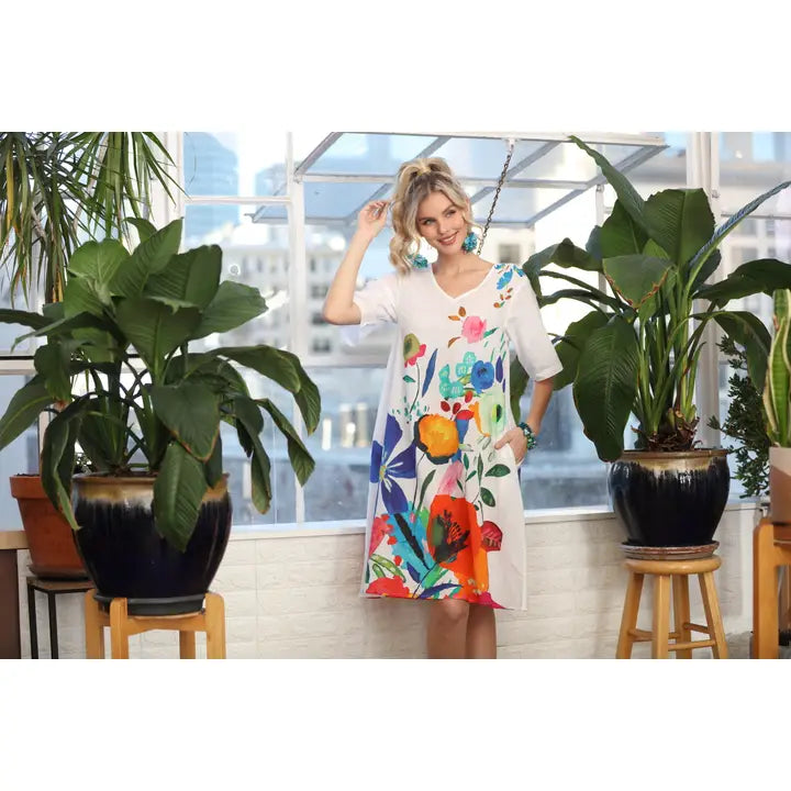 White Midi Floral Dress