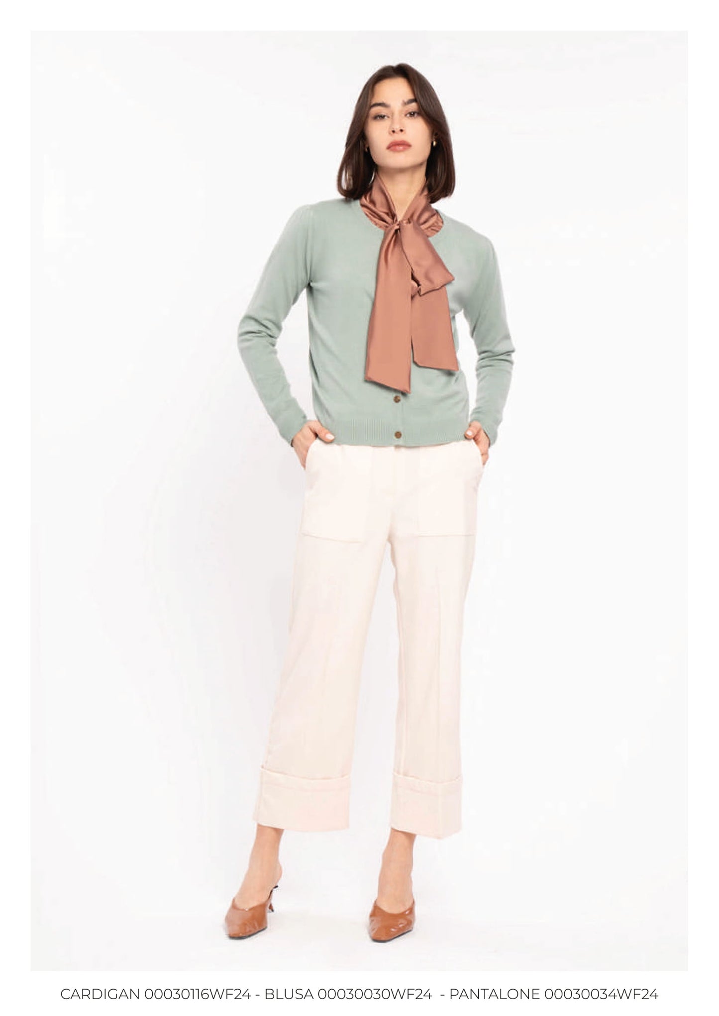 Super Soft Crew Neck Knit Cardigan with Gathered Sleeves