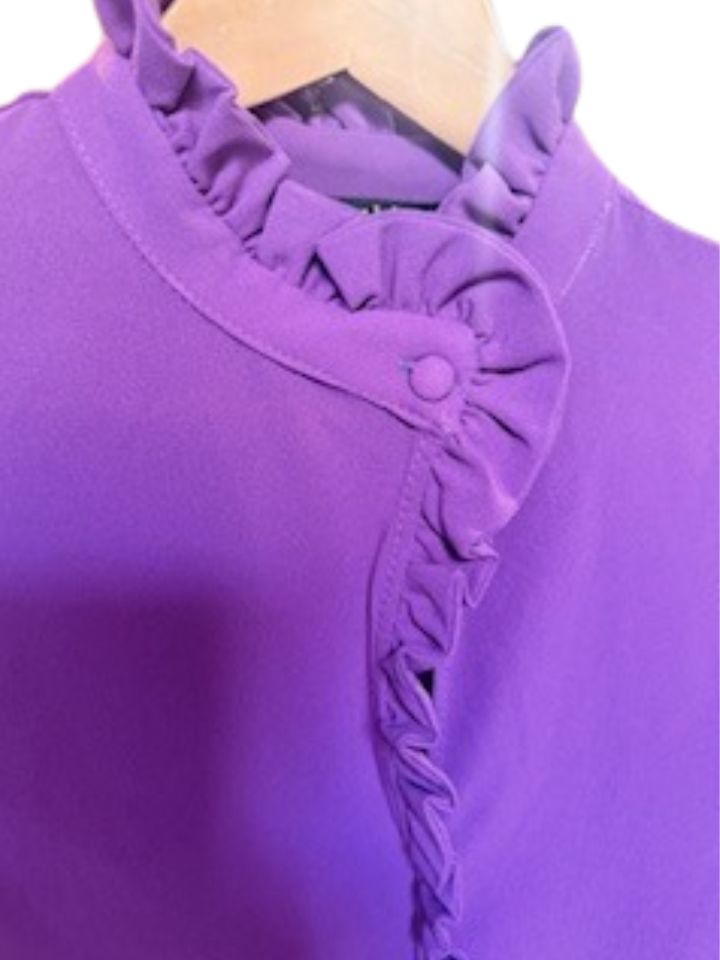 Magenta High Neck Button Up Blouse