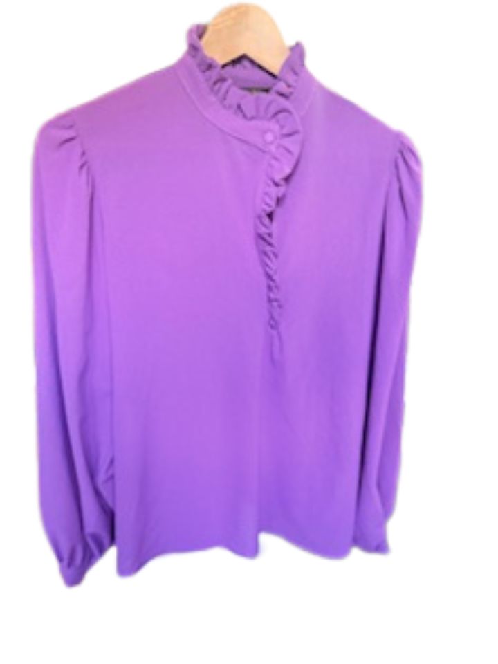 Magenta High Neck Button Up Blouse