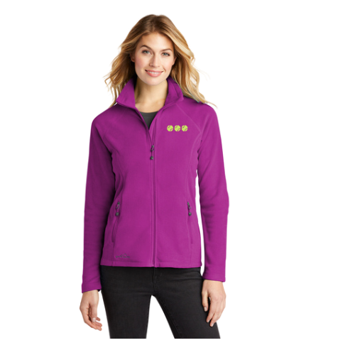 Fuchsia Eddie Bauer Ladies Full-Zip Microfleece Jacket with Embroidered Tennis Logo