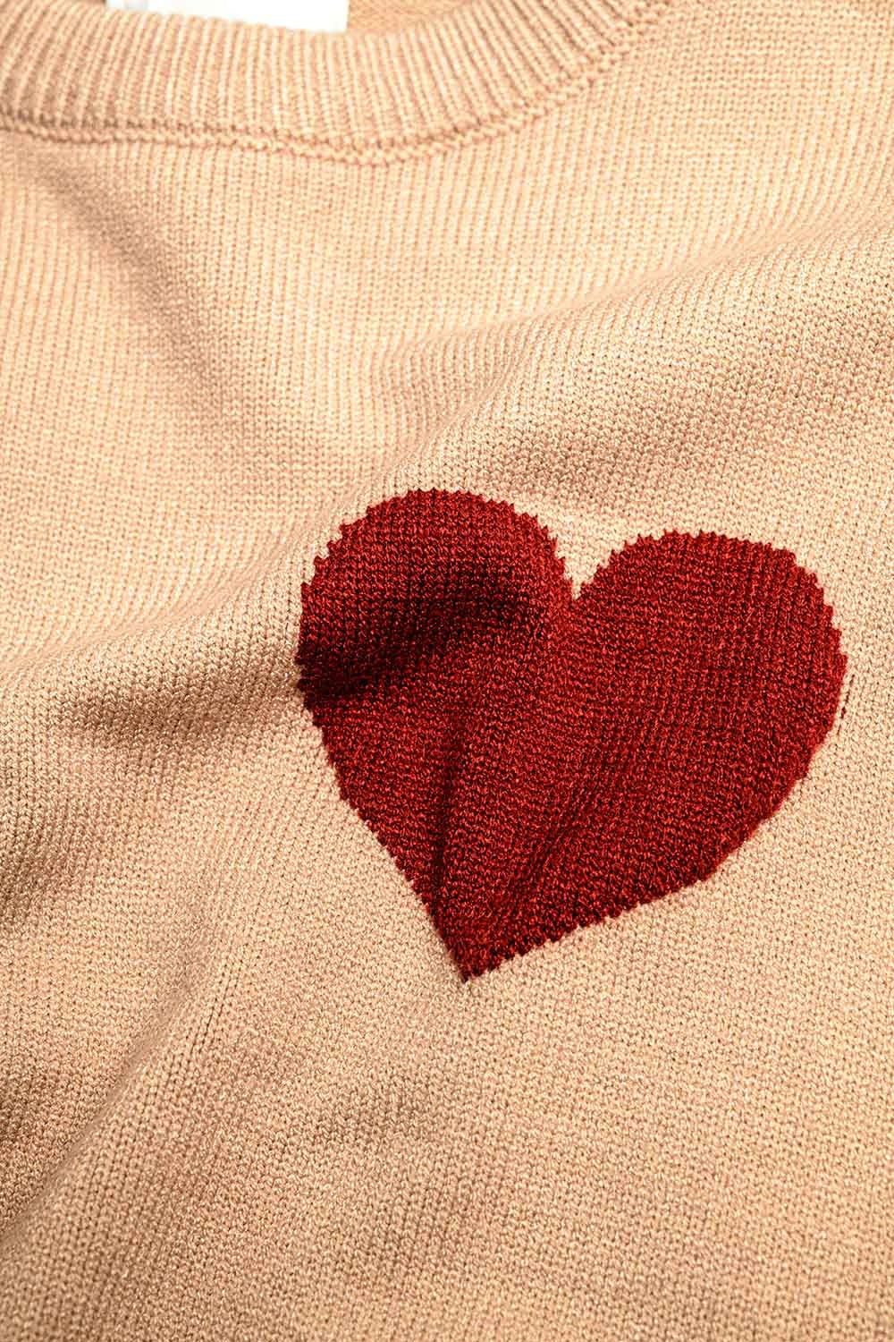 Beige Light Sweater with Red Heart