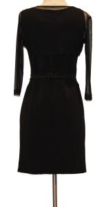 Black Parisian 2-Piece Sleeveless Dress Featuring a Mesh Neck-Tie Crop Top