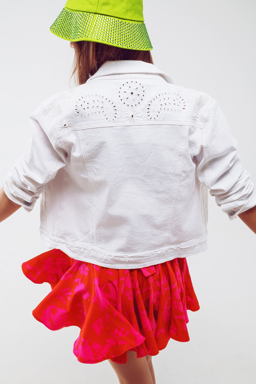 White Embroidered Denim Jacket