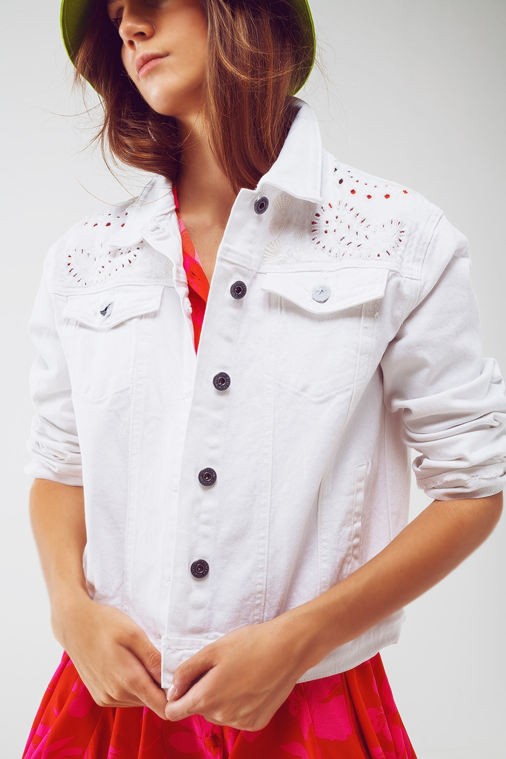 White Embroidered Denim Jacket