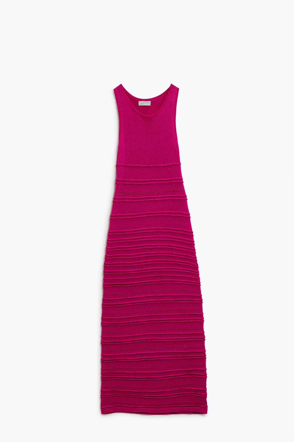 Fuchsia Crochet Sleeveless Knitted Dress