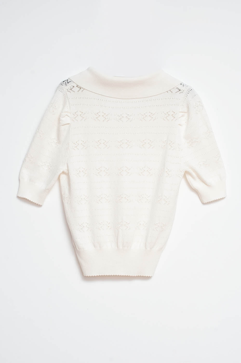 Knitted Polo Neck Short Sleeve Top