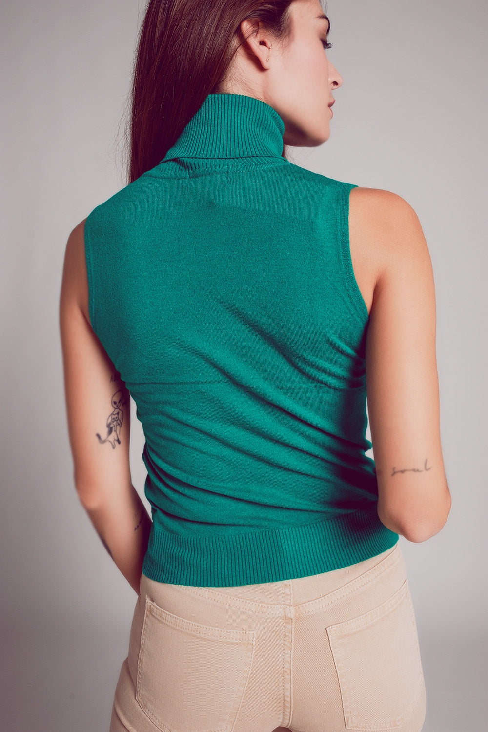 Green Knitted Tank Jumper
