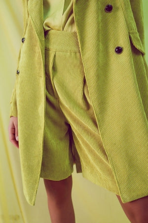 Long Corduroy Blazer with Vintage Buttons