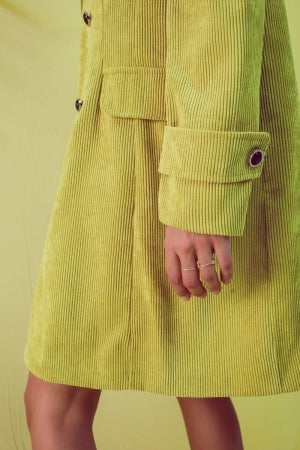 Long Corduroy Blazer with Vintage Buttons