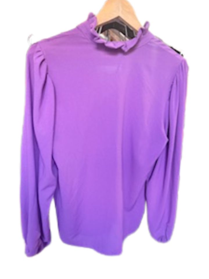 Magenta High Neck Button Up Blouse