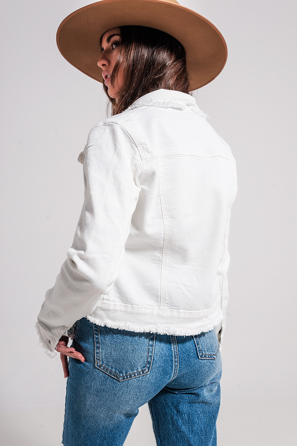 White Raw Edge Denim Jacket