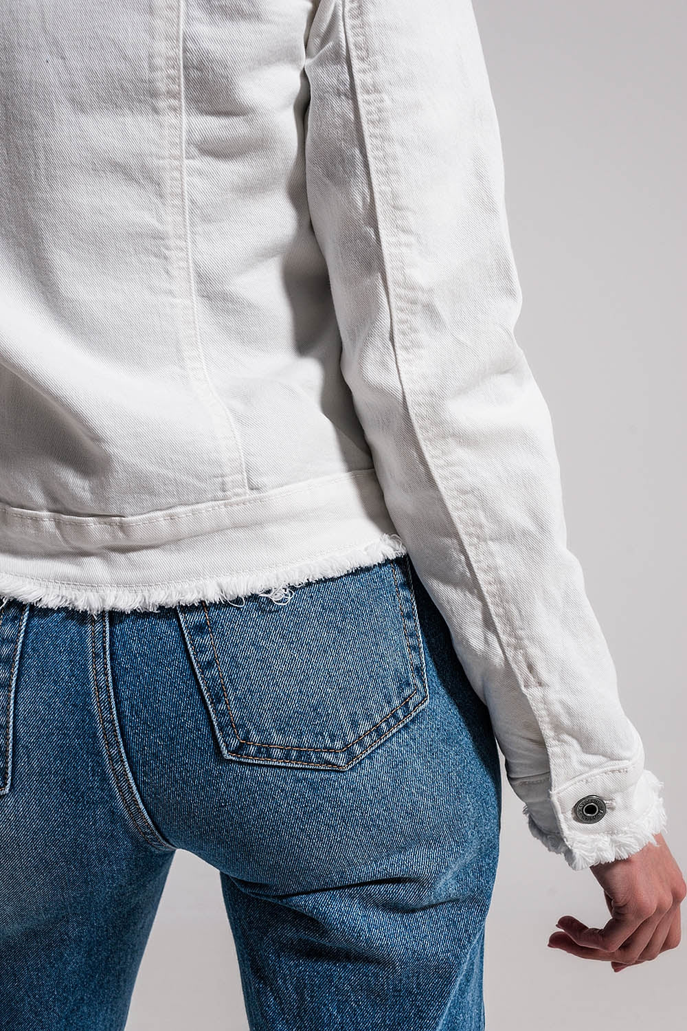 White Raw Edge Denim Jacket