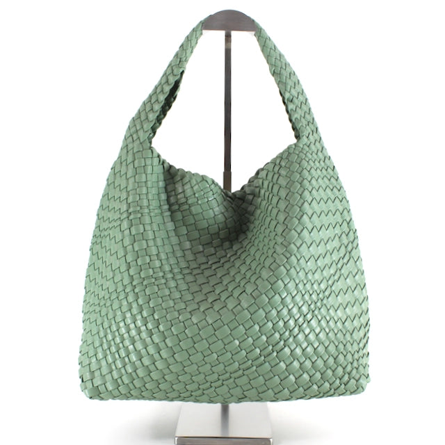 Woven Hobo Handbag with Cosmetic Pouch