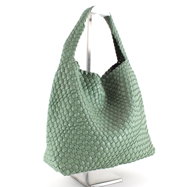 Woven Hobo Handbag with Cosmetic Pouch