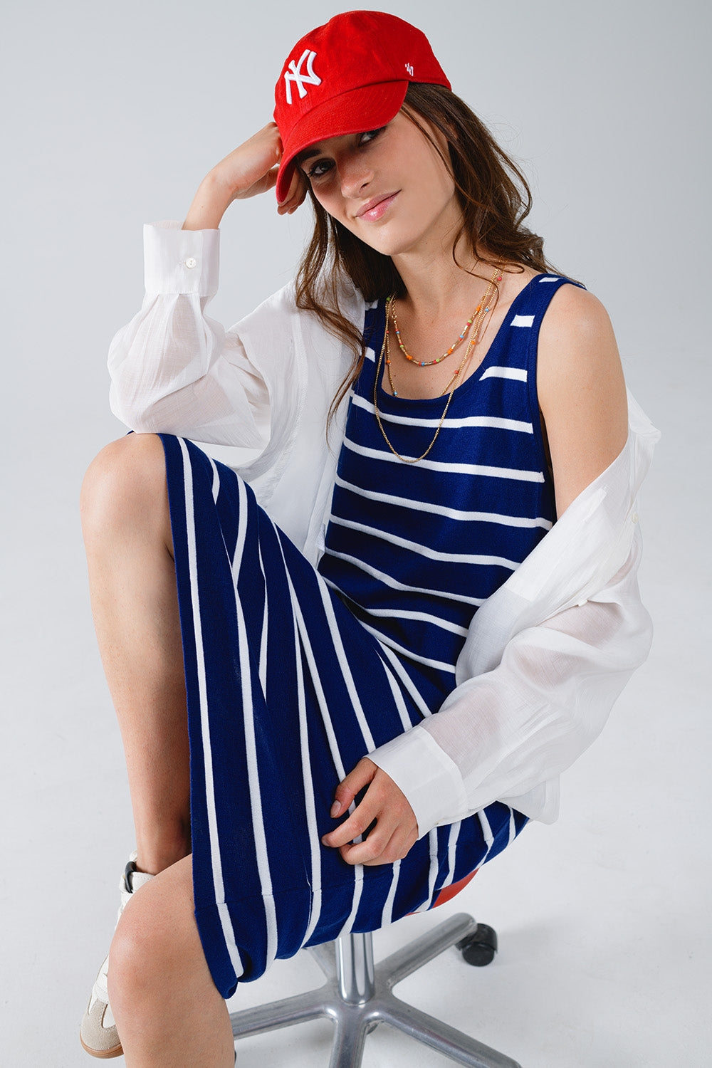 White Semi Sheer Blouse With Ruffle Detail Down The Front
