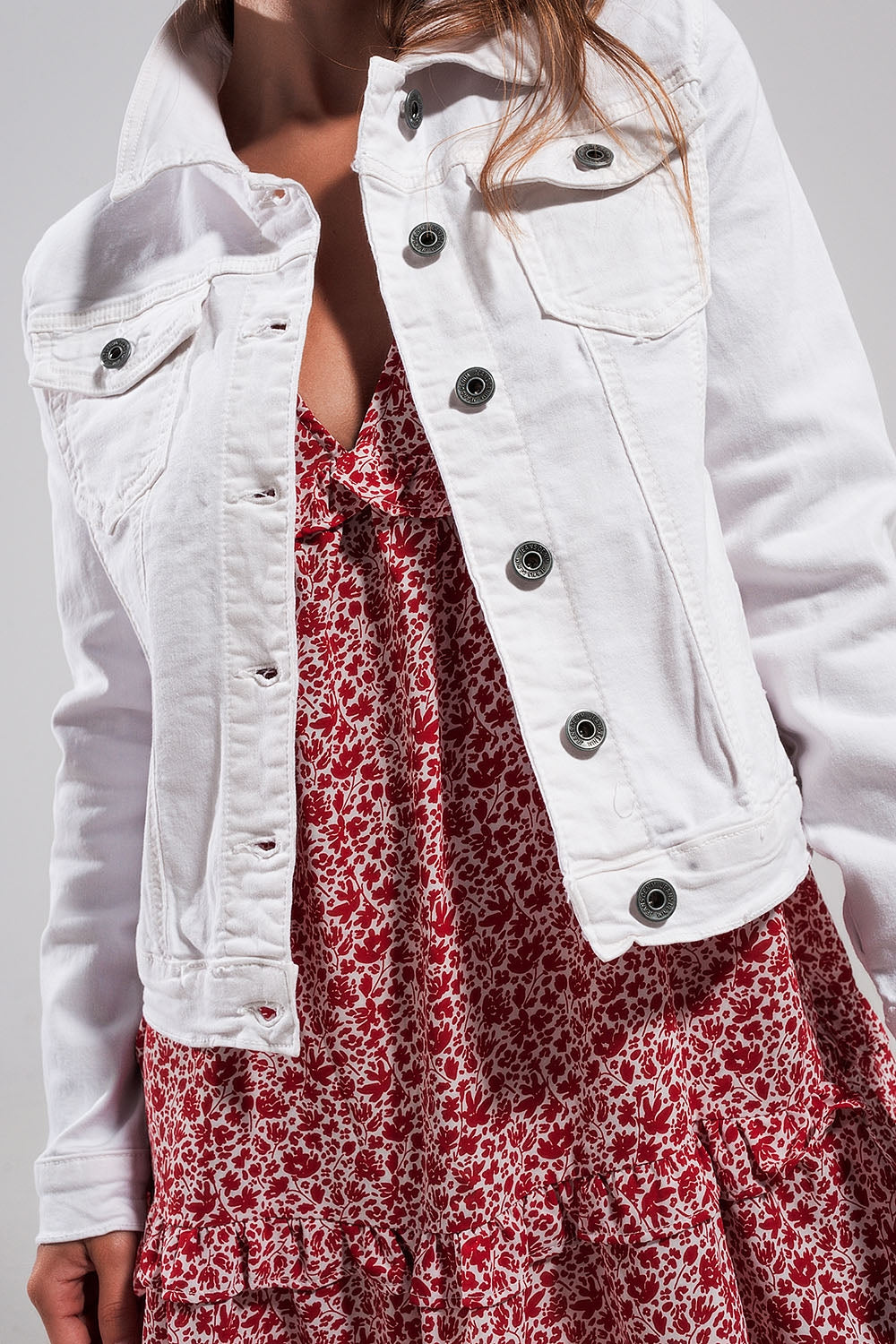 Slim Stretch Denim Jacket In White