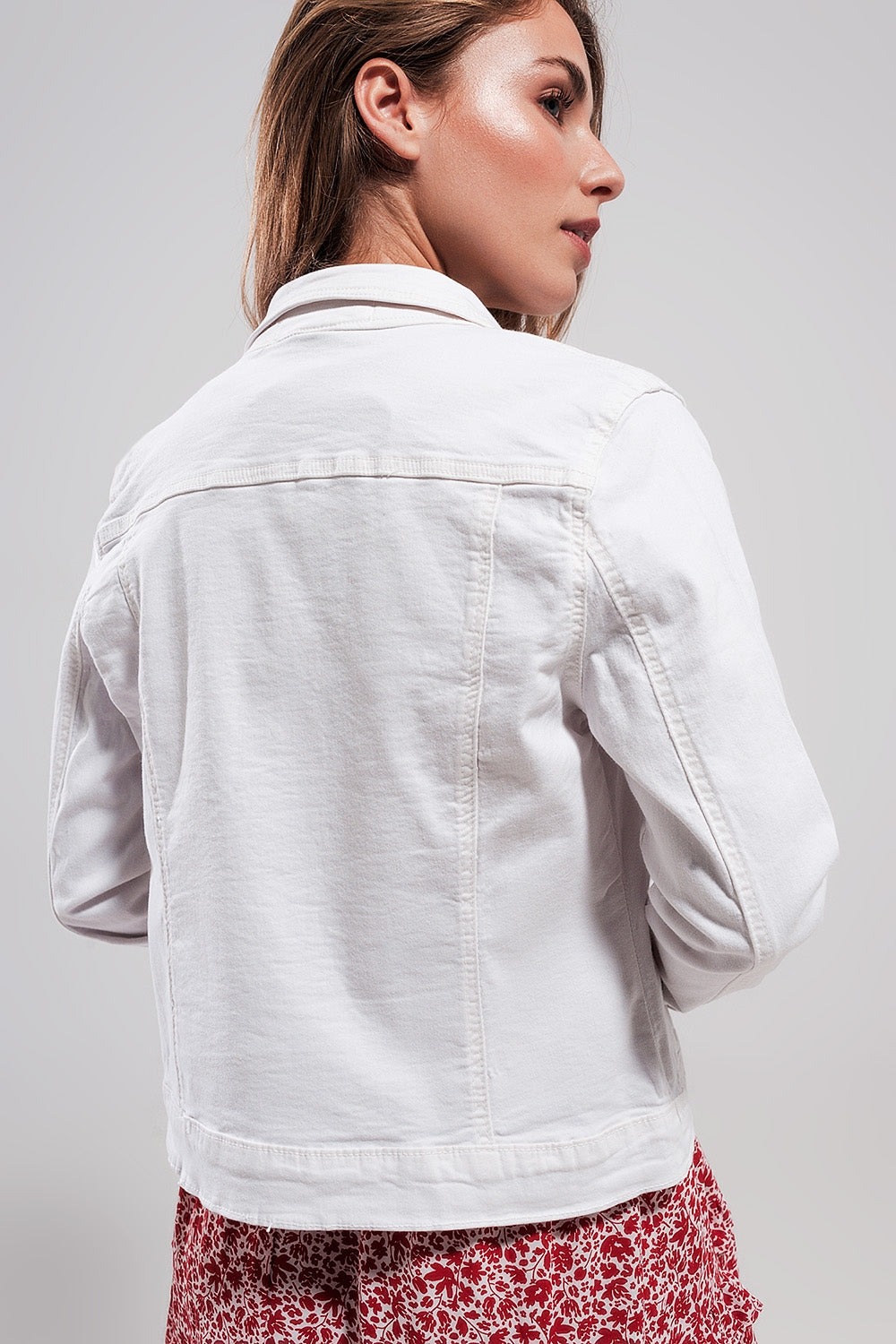 Slim Stretch Denim Jacket In White