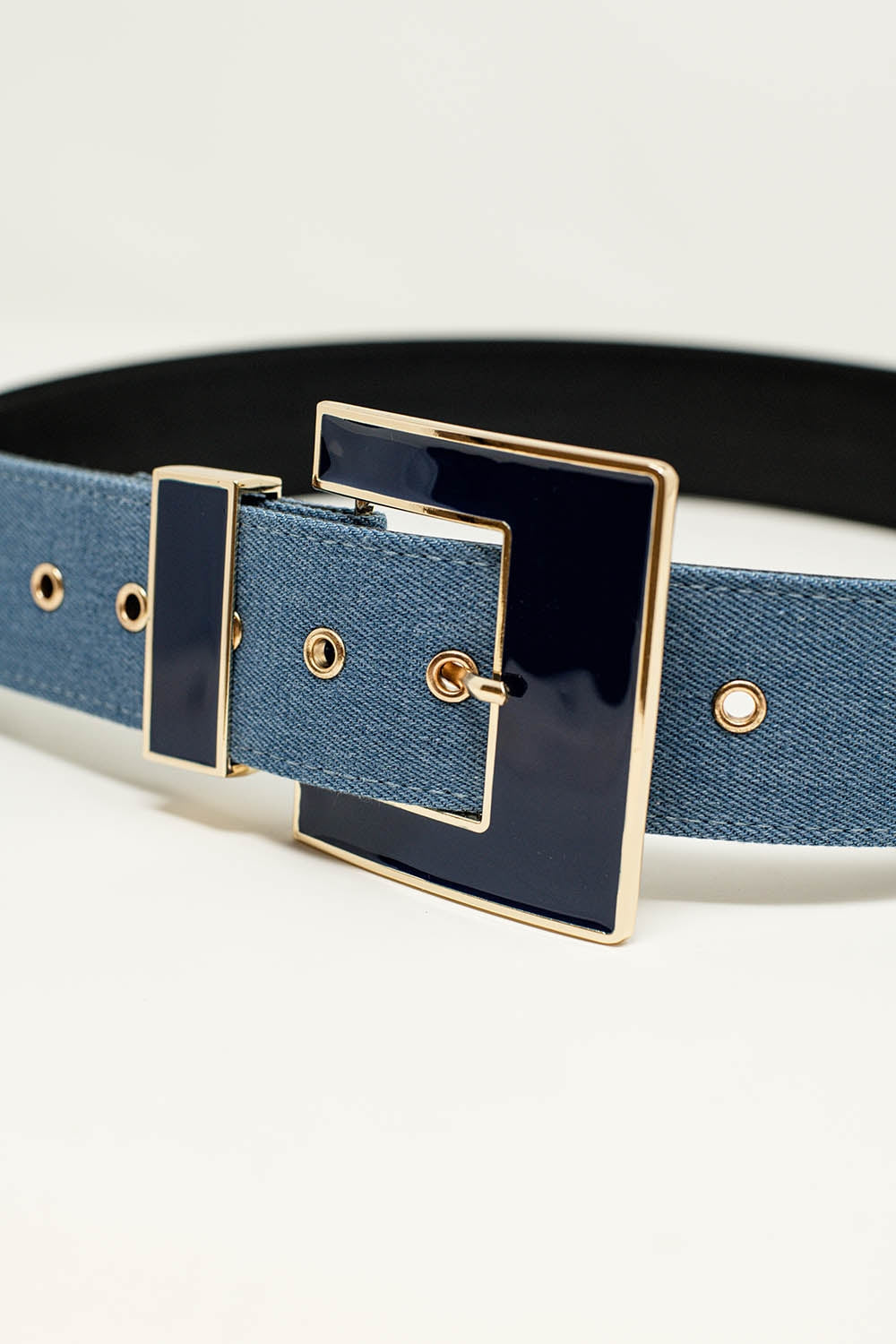 Square Buckle Belt in Light Denim Color
