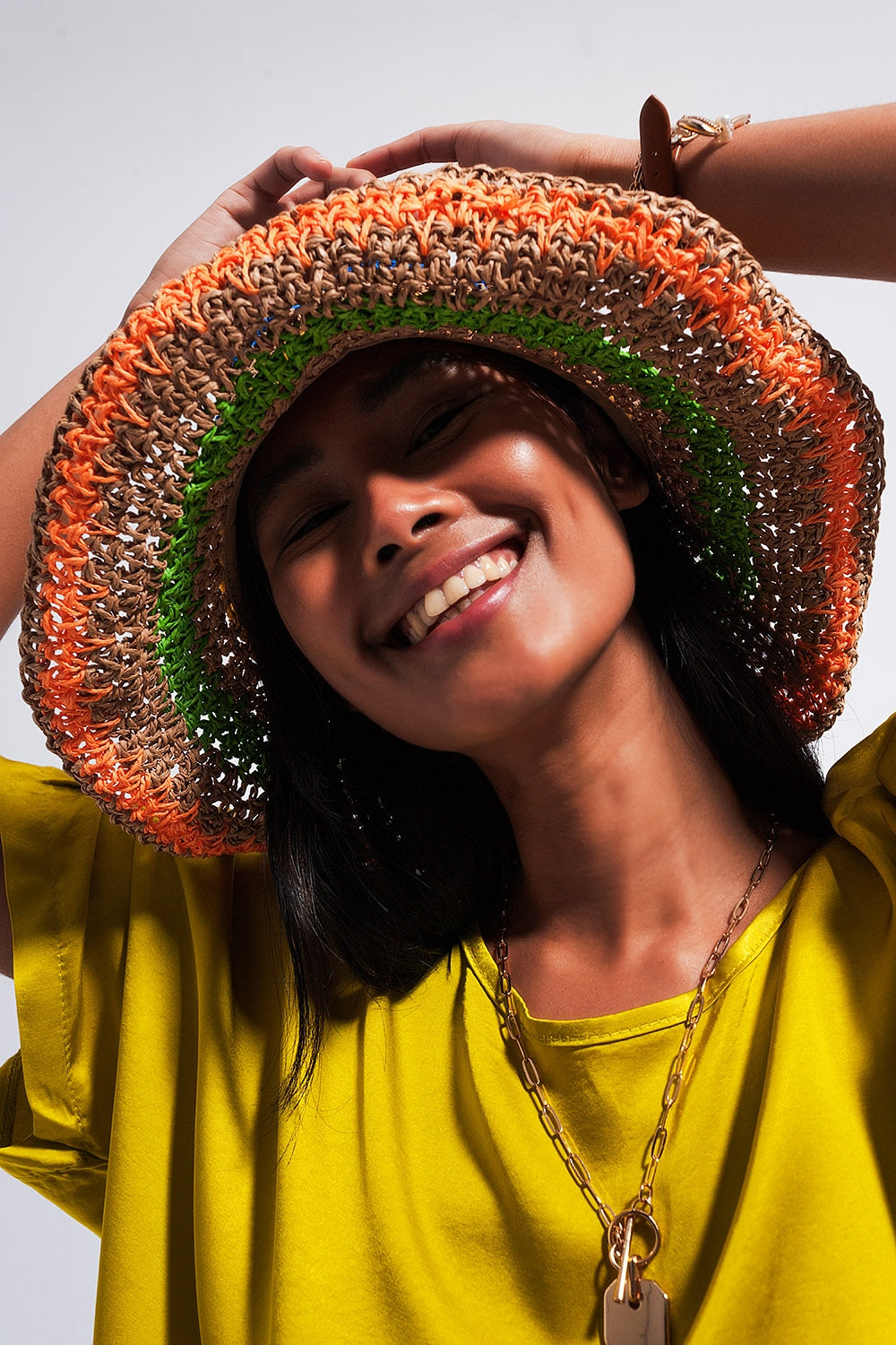 Stripe Sun Hat in Natural Colored