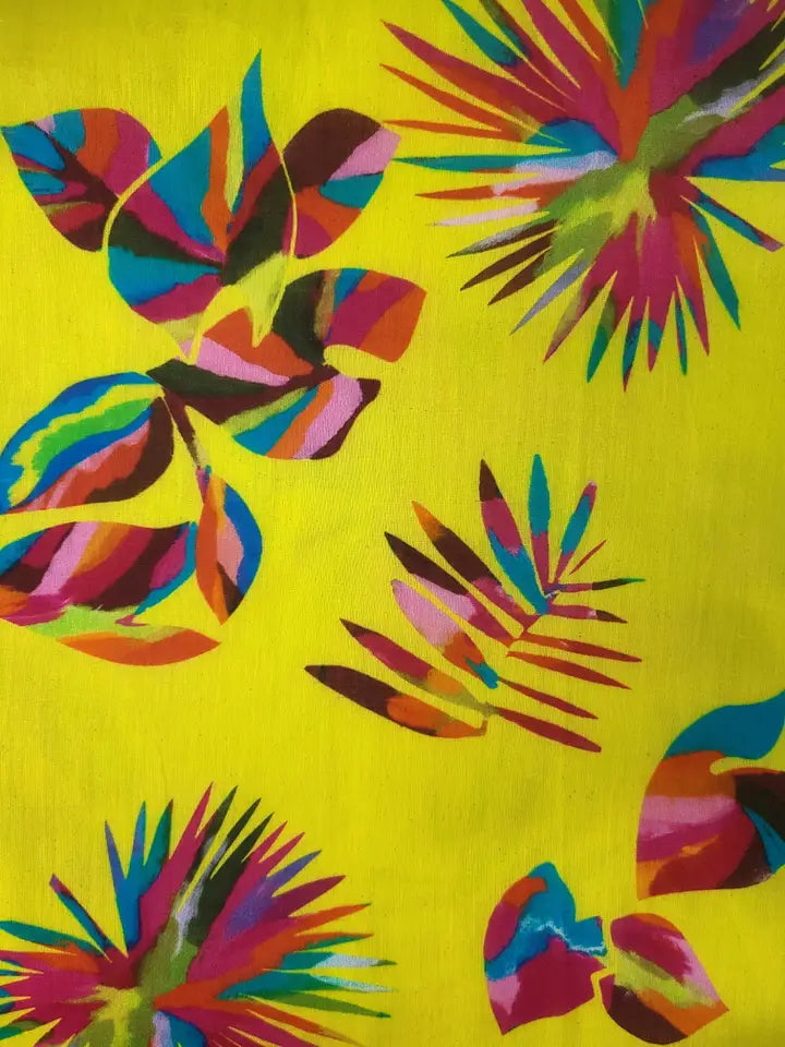 Yellow Fiesta All Cotton Leaf Dress