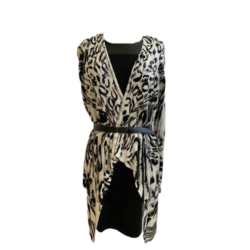 Hand Painted Grey Animal Print Cardigan