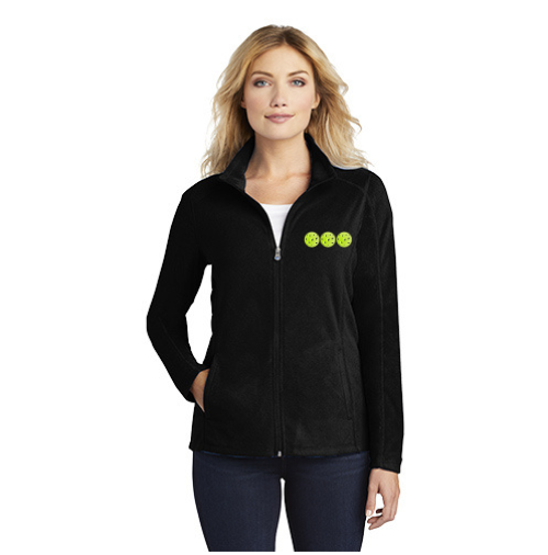 Black Soft Fleece Full-Zip Jacket with Embroidered Pickleball Logo