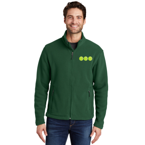 Men's Dark Green Super Soft Fleece Jacket with Embroidered Pickleball Logo