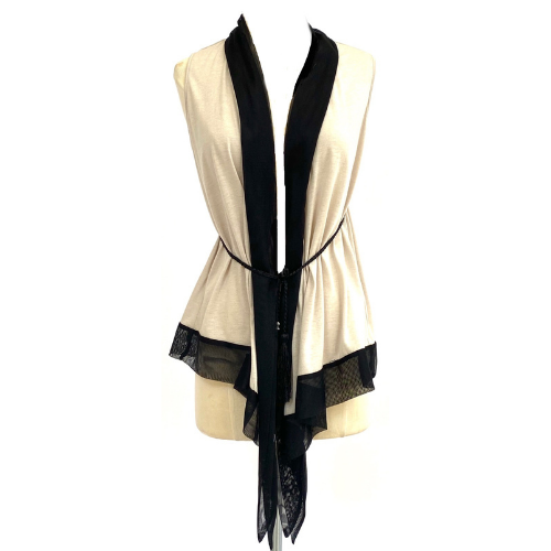 Light Pink Vest with Black Detachable Tassel Trim - L