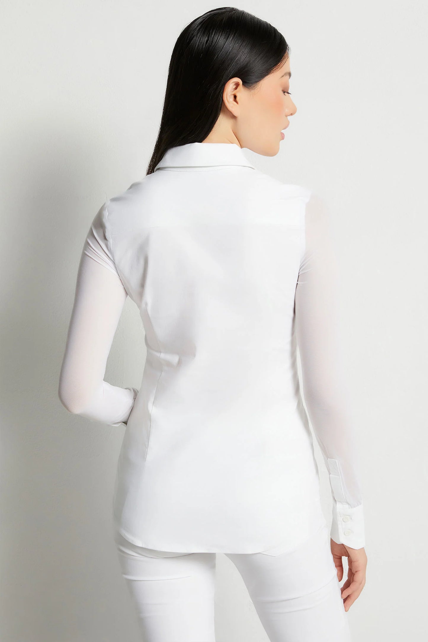 Beth Button-Front Shirt White