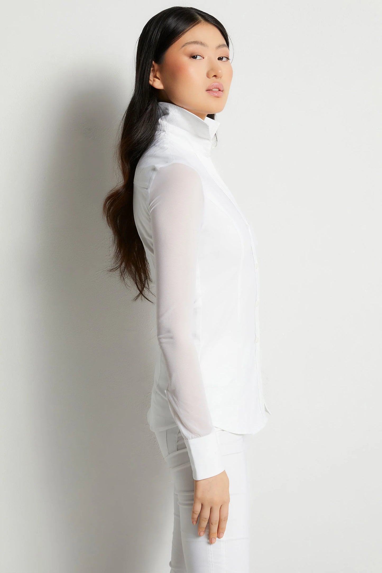 Beth Button-Front Shirt White