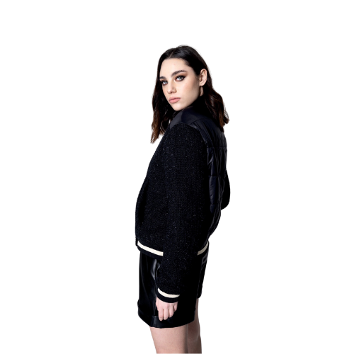 Black Contrast Bomber Jacket