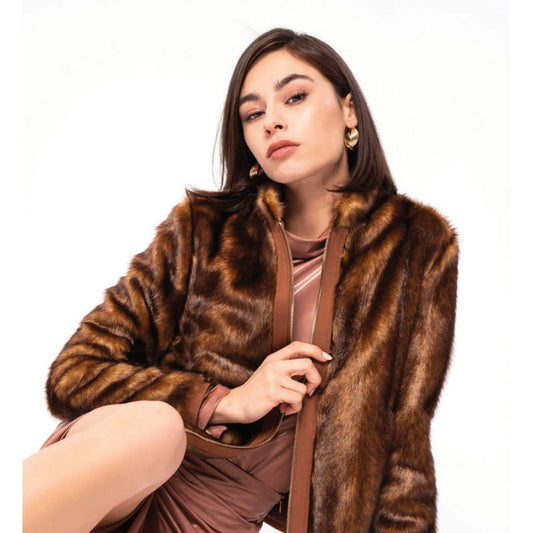 Italian Chestnut Faux Fur Jacket