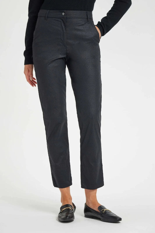 GEMMA Black Embossed Snakeskin Pant