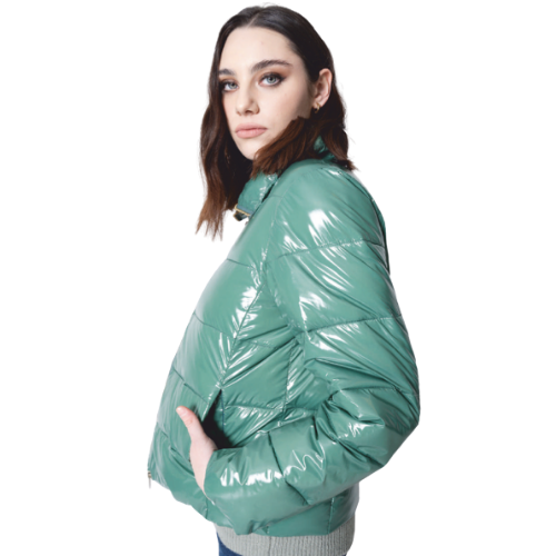 Quilted Shinny Green Down Puffer Jacket