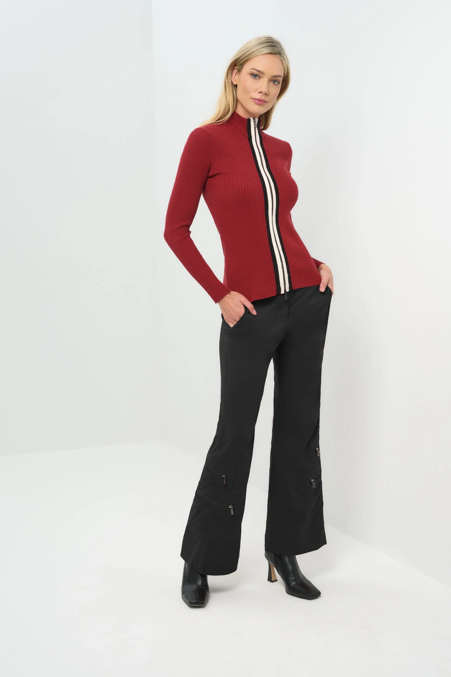 Charlize Sweater Top in Crimson