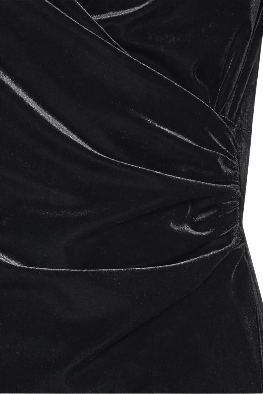Marine Velvet Wrap Dress - Black