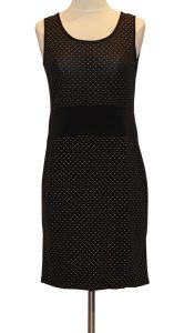 Black Parisian 2-Piece Sleeveless Dress Featuring a Mesh Neck-Tie Crop Top