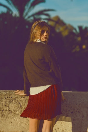 Brown Light Sweater with Red Heart