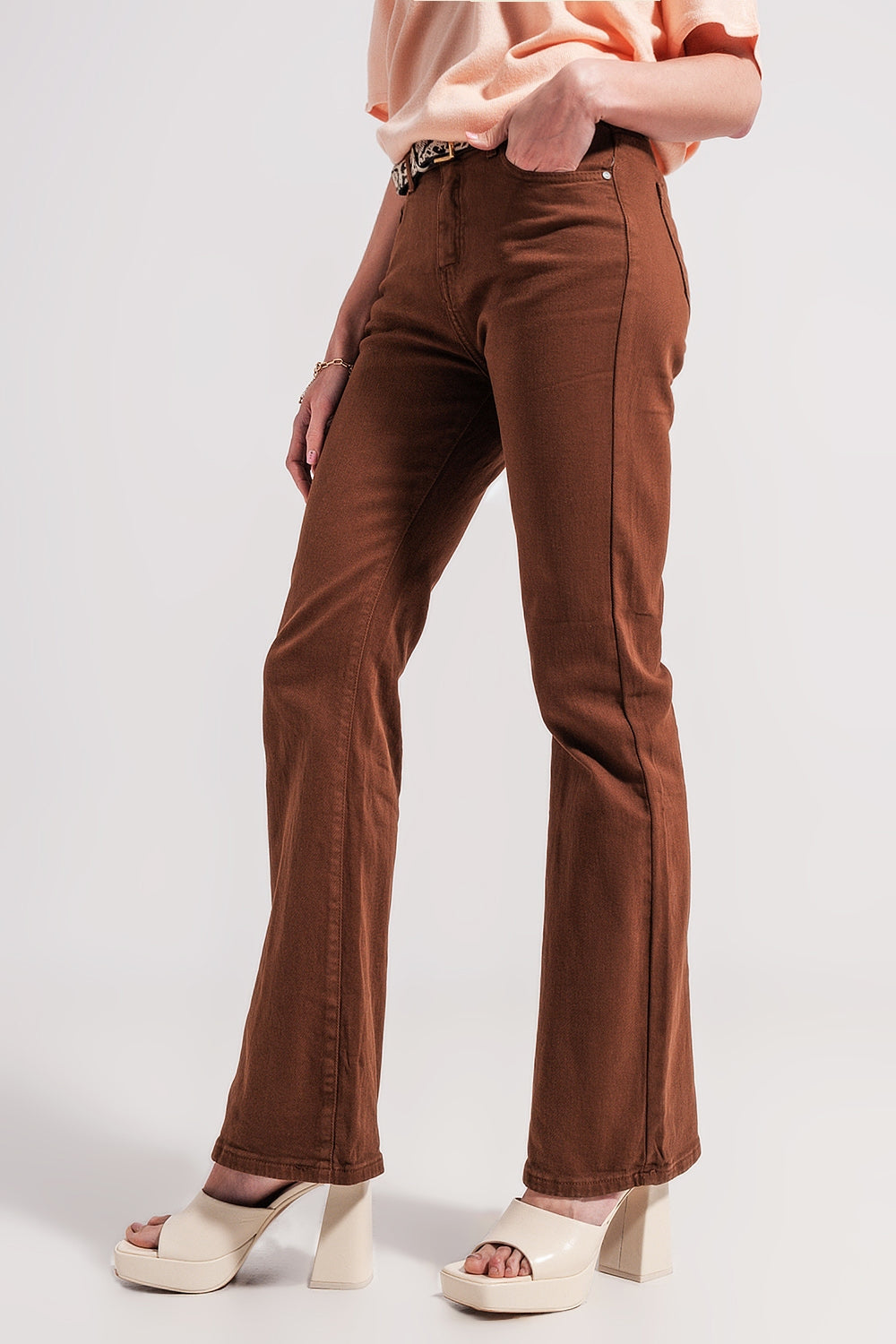 Chocolate High Waist Flared Jeans