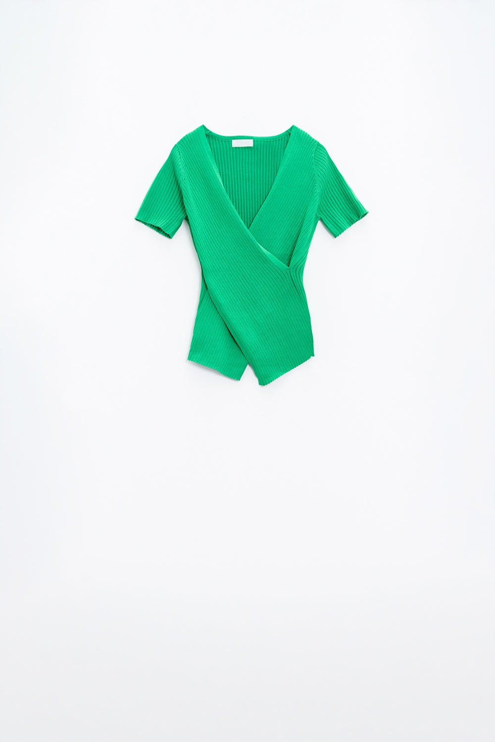 Green V Neck Shirt with Crossed Front