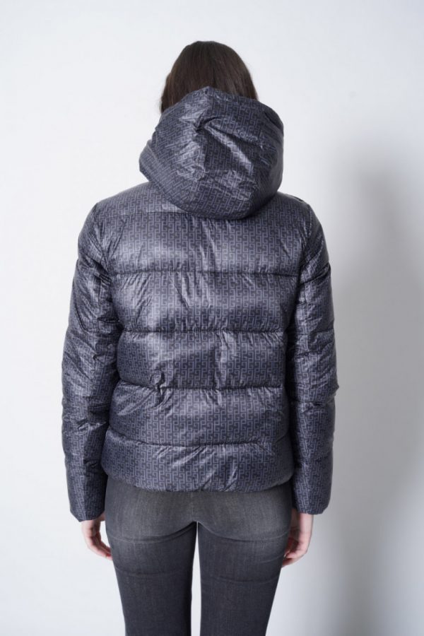 Quilted Grey Pattern Down Jacket with Hood