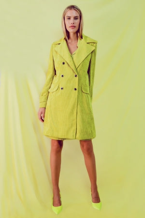Long Corduroy Blazer with Vintage Buttons