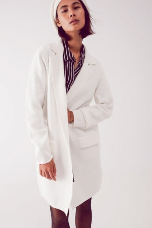 Oversized Collar Maxi Cardigan in Winter White