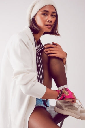 Oversized Collar Maxi Cardigan in Winter White